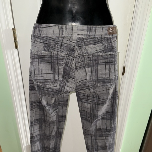 Paige Grey Abstract Pattern  Peg Super Skinny Ankle Denim Jeans Stylish Size 27 - Picture 7 of 12